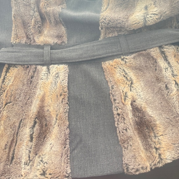 Etcetera women's brown and gray based belted faux fur vest. #445 - Picture 10 of 15